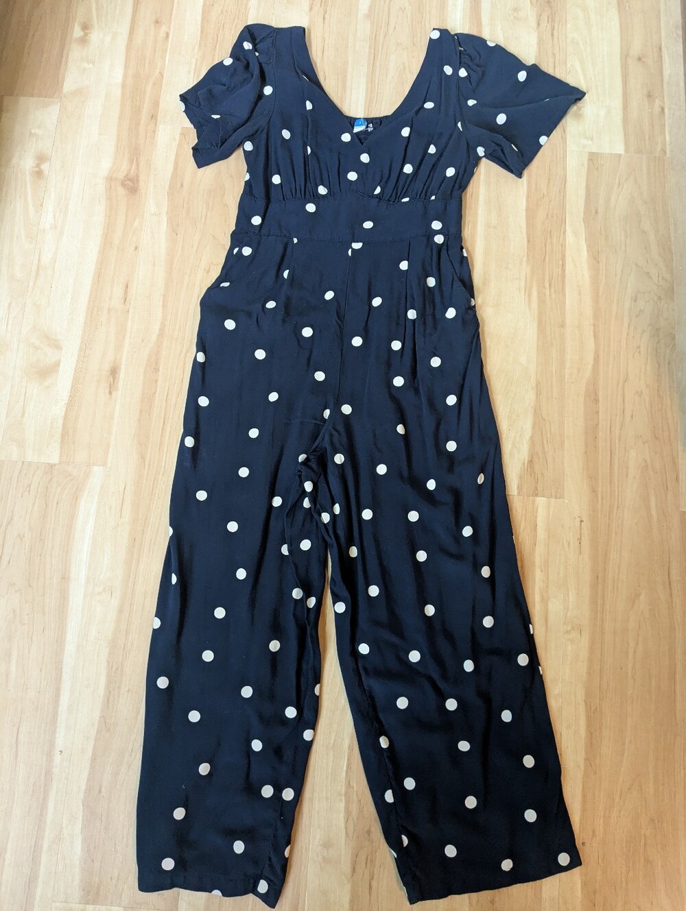 Polka Dot V-Neck Maxi Jumper in Navy & Cream